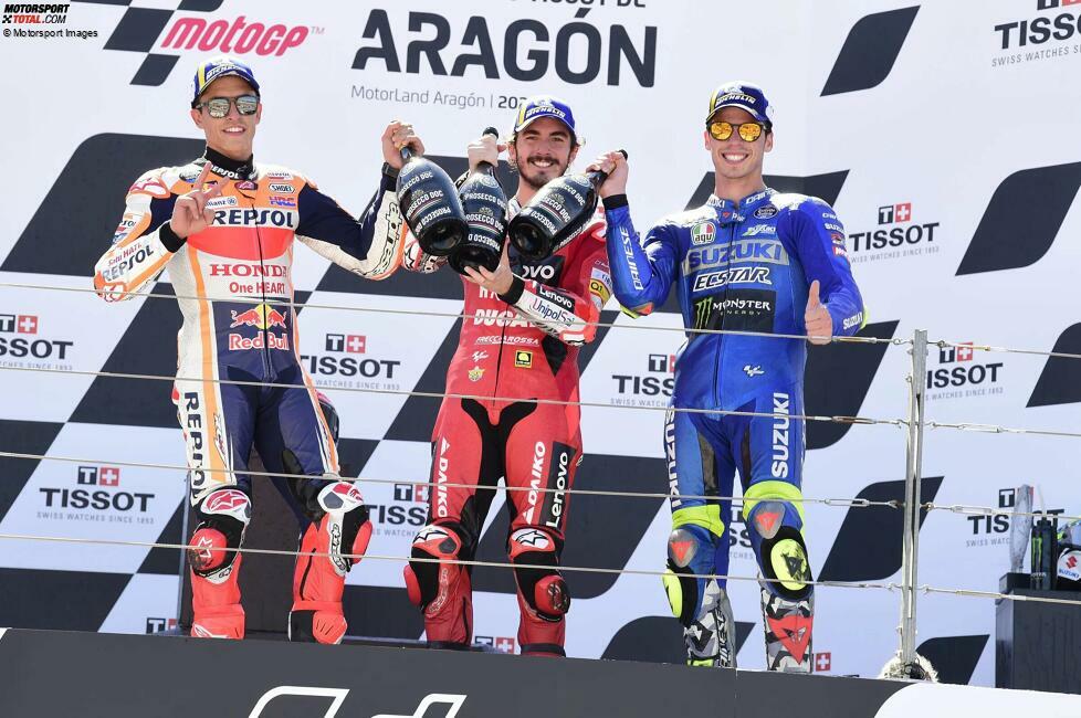 2021: 1. Francesco Bagnaia (Ducati), 2. Marc Marquez (Honda), 3. Joan Mir (Suzuki)