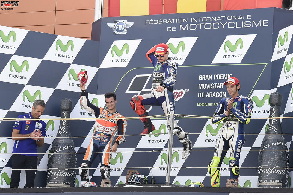2015: 1. Jorge Lorenzo (Yamaha), 2. Dani Pedrosa (Honda), 3. Valentino Rossi (Yamaha)