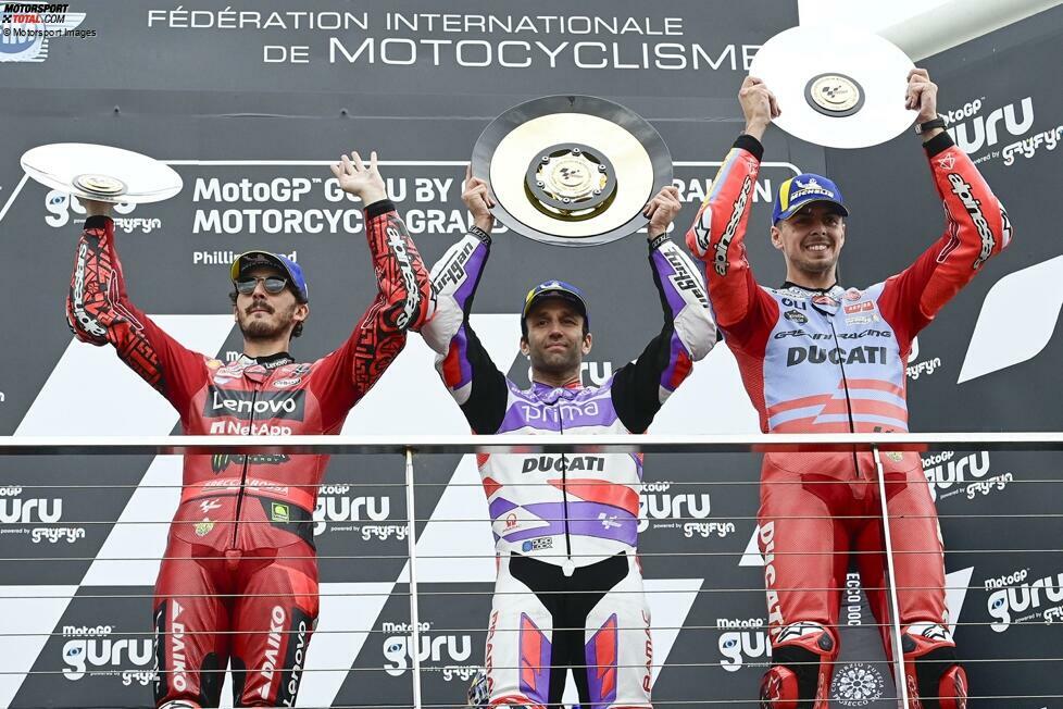 2023: 1. Johann Zarco (Pramac-Ducati), 2. Francesco Bagnaia (Ducati), 3. Fabio Di Giannantonio (Gresini-Ducati)
