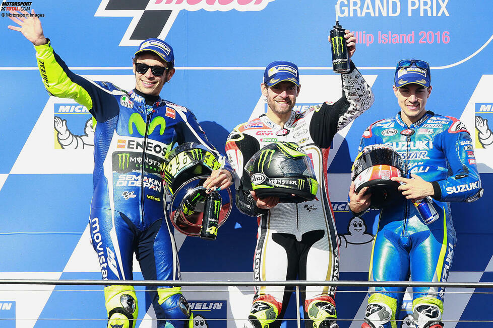 2016: 1. Cal Crutchlow (LCR-Honda), 2. Valentino Rossi (Yamaha), 3. Maverick Vinales (Suzuki)