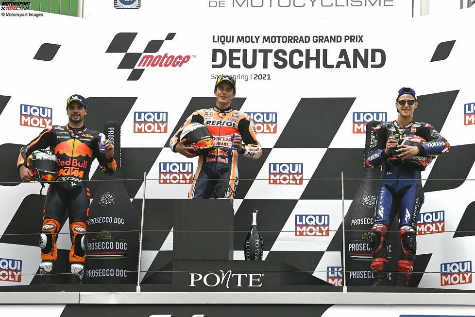2021: 1. Marc Marquez (Honda), 2. Miguel Oliveira (KTM), 3. Fabio Quartararo (Yamaha)