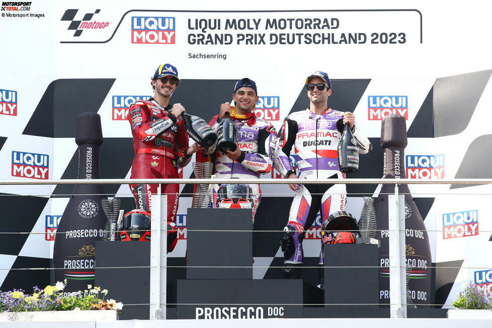 2023: 1. Jorge Martin (Pramac-Ducati), 2. Francesco Bagnaia (Ducati), 3. Johann Zarco (Pramac-Ducati)