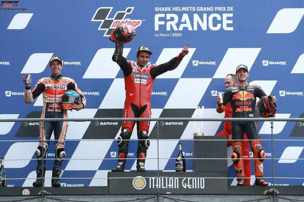 2020: 1. Danilo Petrucci (Ducati), 2. Alex Marquez (Honda), 3. Pol Espargaro (KTM)