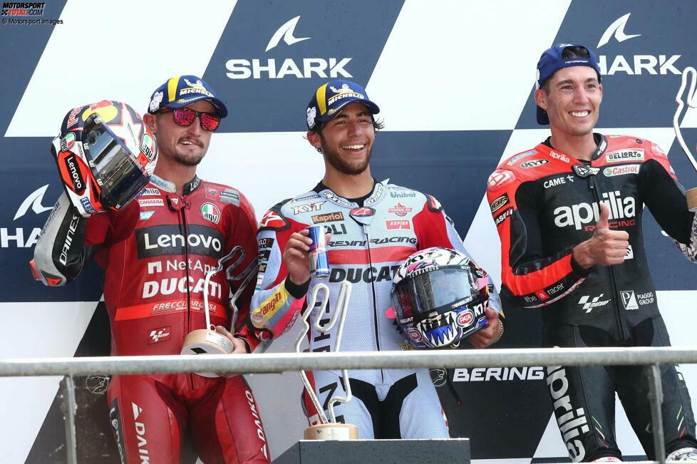 2022: 1. Enea Bastianini (Gresini-Ducati), 2. Jack Miller (Ducati), 3. Aleix Espargaro (Aprilia)