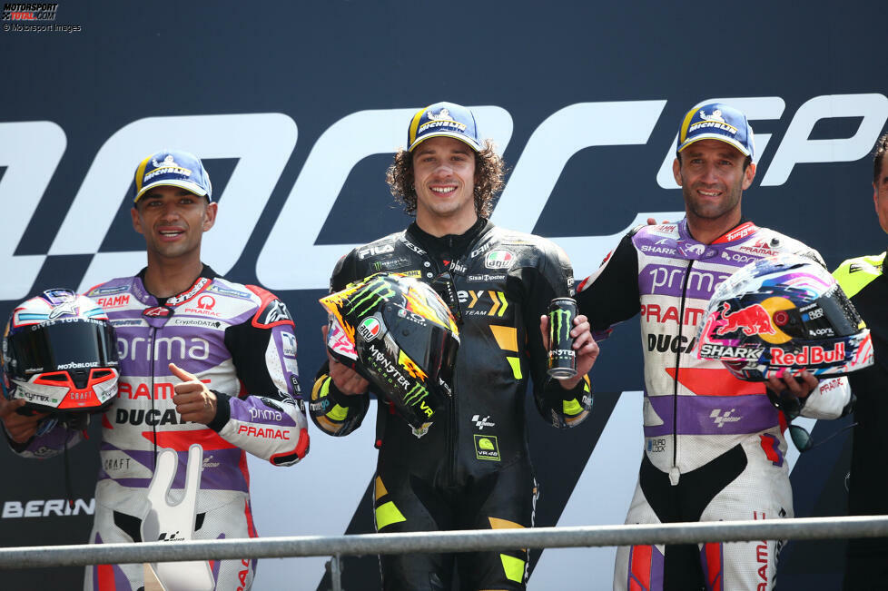 2023: 1. Marco Bezzecchi (VR46-Ducati), 2. Jorge Martin (Pramac-Ducati), 3. Johann Zarco (Pramac-Ducati)