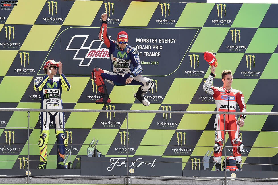 2015: 1. Jorge Lorenzo (Yamaha), 2. Valentino Rossi (Yamaha), 3. Andrea Dovizioso (Ducati)