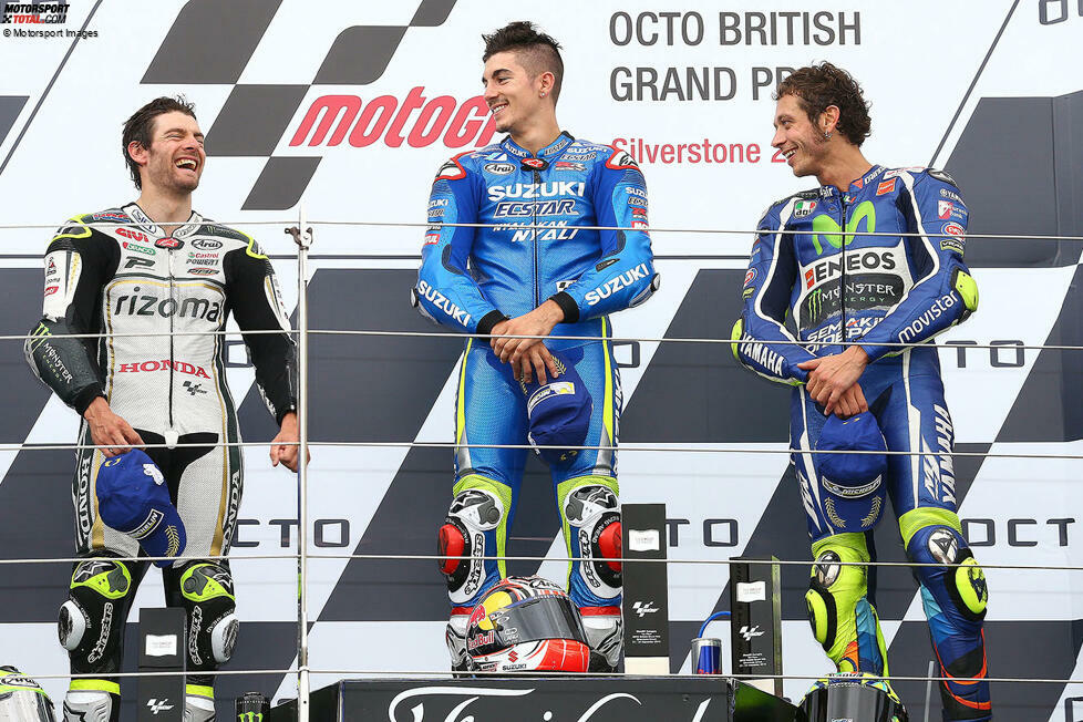 2016: 1. Maverick Vinales (Suzuki), 2. Cal Crutchlow (LCR-Honda), 3. Valentino Rossi (Yamaha)