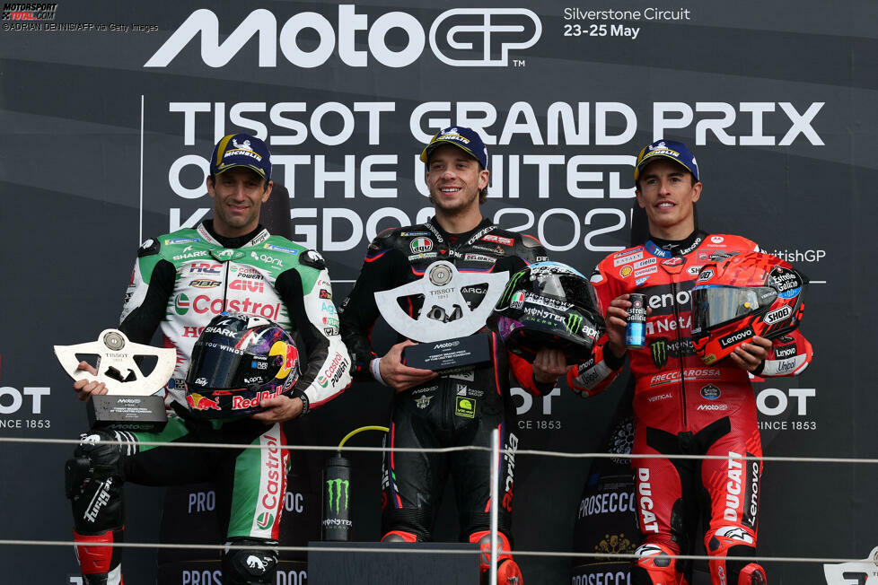 2025: 1. Marco Bezzecchi (Aprilia), 2. Johann Zarco (LCR-Honda), 3. Marc Marquez (Ducati)