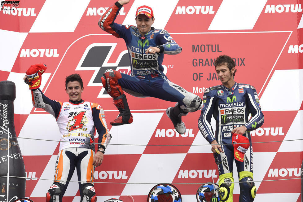 2014: 1. Jorge Lorenzo (Yamaha), 2. Marc Marquez (Honda), 3. Valentino Rossi (Yamaha)