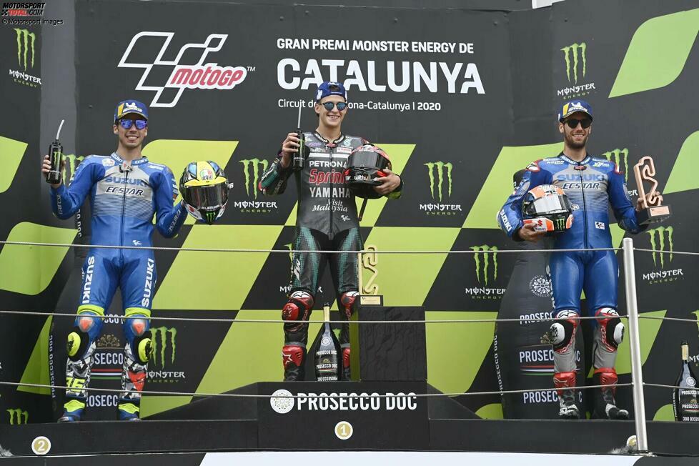 2020: 1. Fabio Quartararo (Petronas-Yamaha), 2. Joan Mir (Suzuki), 3. Alex Rins (Suzuki)