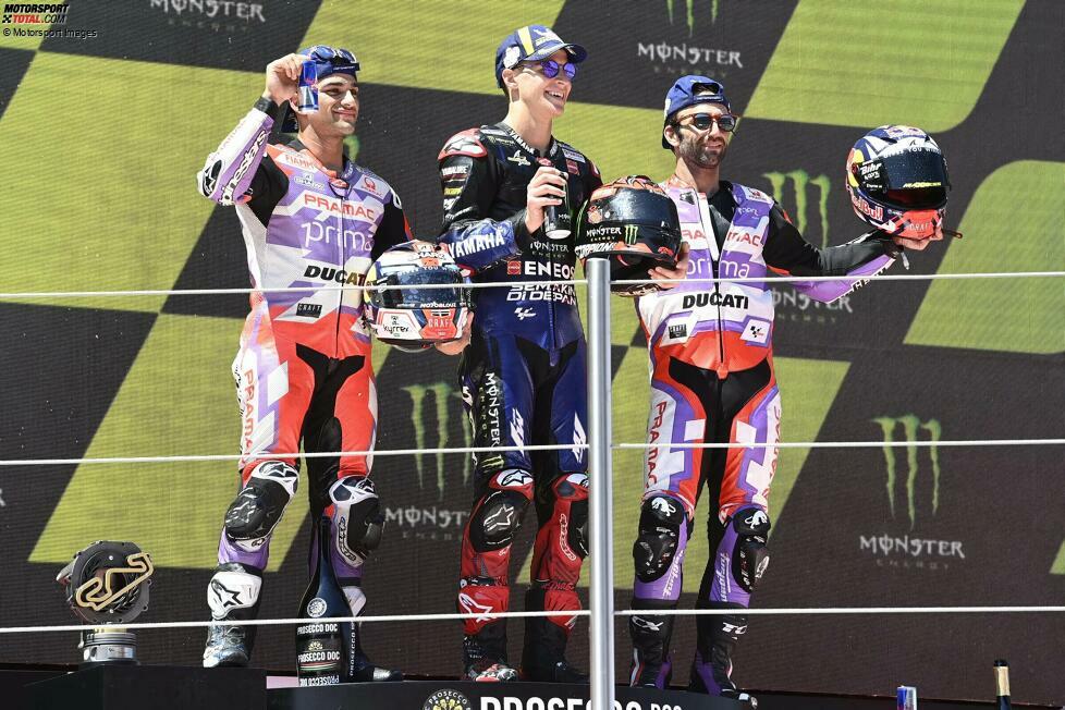 2022: 1. Fabio Quartararo (Yamaha), 2. Jorge Martin (Pramac-Ducati), 3. Johann Zarco (Pramac-Ducati)