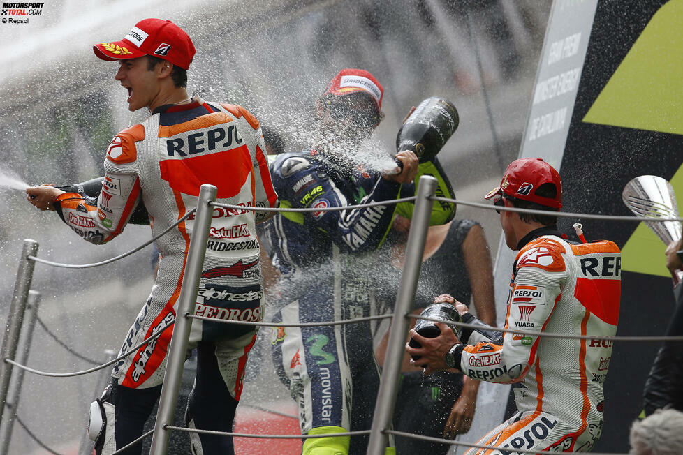 2014: 1. Marc Marquez (Honda), 2. Valentino Rossi (Yamaha), 3. Dani Pedrosa (Honda)