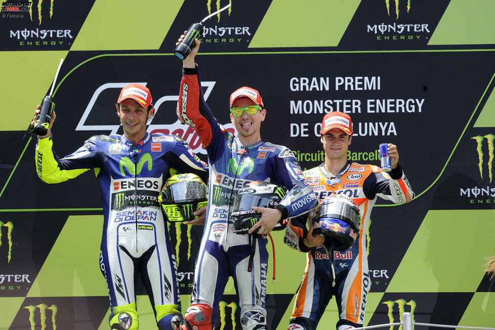 2015: 1. Jorge Lorenzo (Yamaha), 2. Valentino Rossi (Yamaha), 3. Dani Pedrosa (Honda)