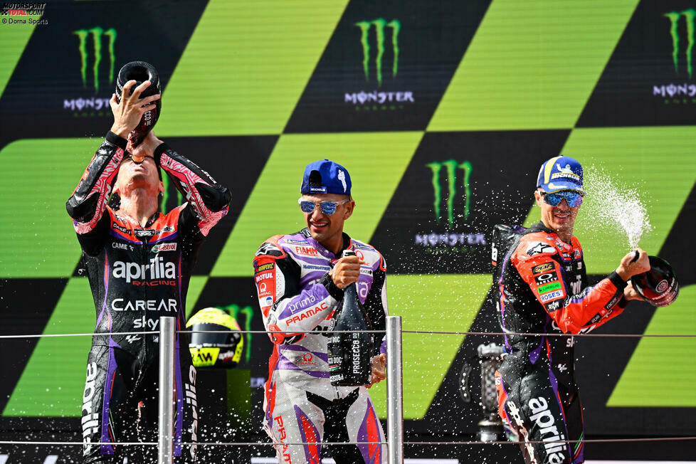 2023: 1. Aleix Espargaro (Aprilia), 2. Maverick Vinales (Aprilia), 3. Jorge Martin (Pramac-Ducati)