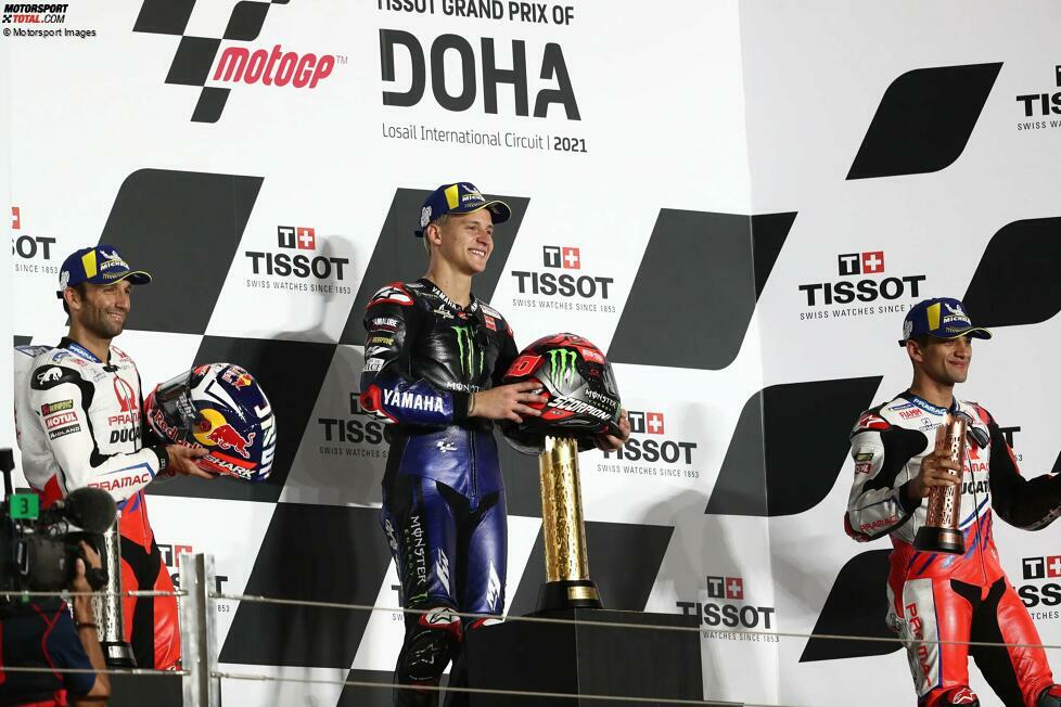 2021 (Lusail 2): 1. Fabio Quartararo (Yamaha), 2. Johann Zarco (Pramac-Ducati), 3. Jorge Martin (Pramac-Ducati)