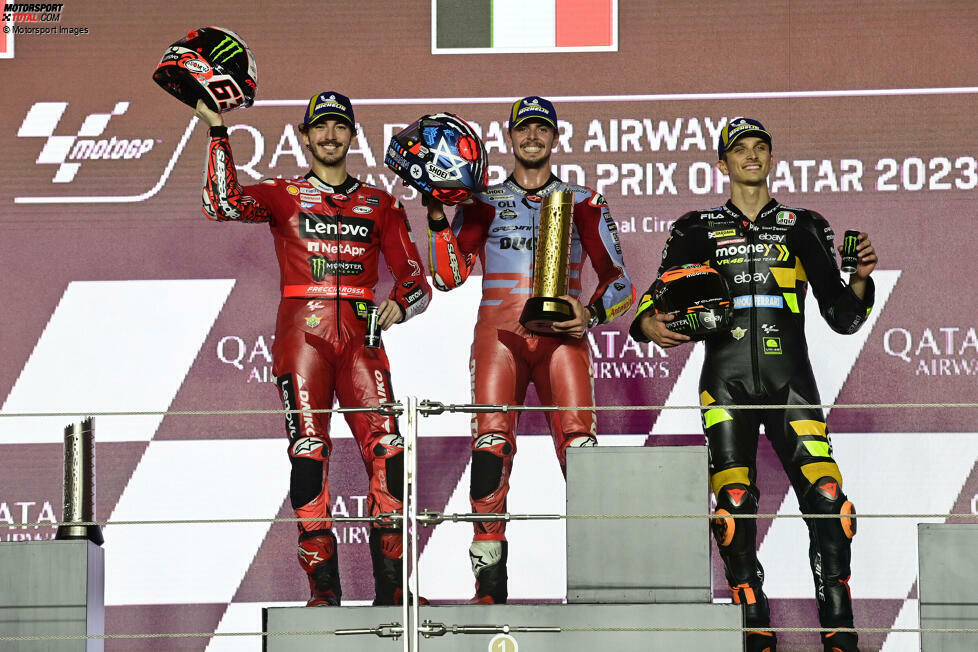 2023: 1. Fabio Di Giannantonio (Gresini-Ducati), 2. Francesco Bagnaia (Ducati), 3. Luca Marini (VR46-Ducati)