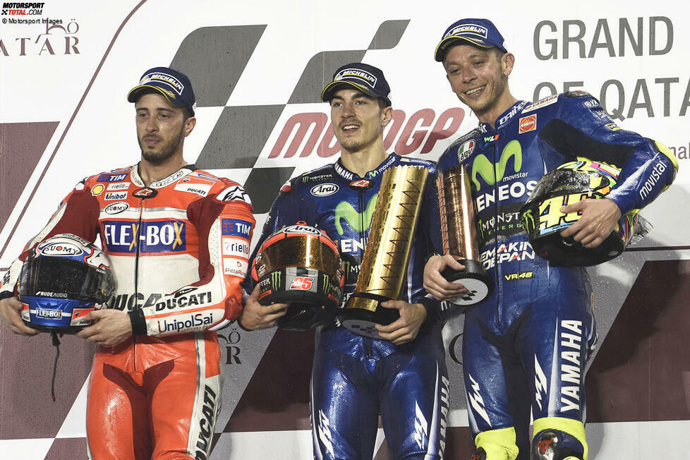 2017: 1. Maverick Vinales (Yamaha), 2. Andrea Dovizioso (Ducati), 3. Valentino Rossi (Yamaha)