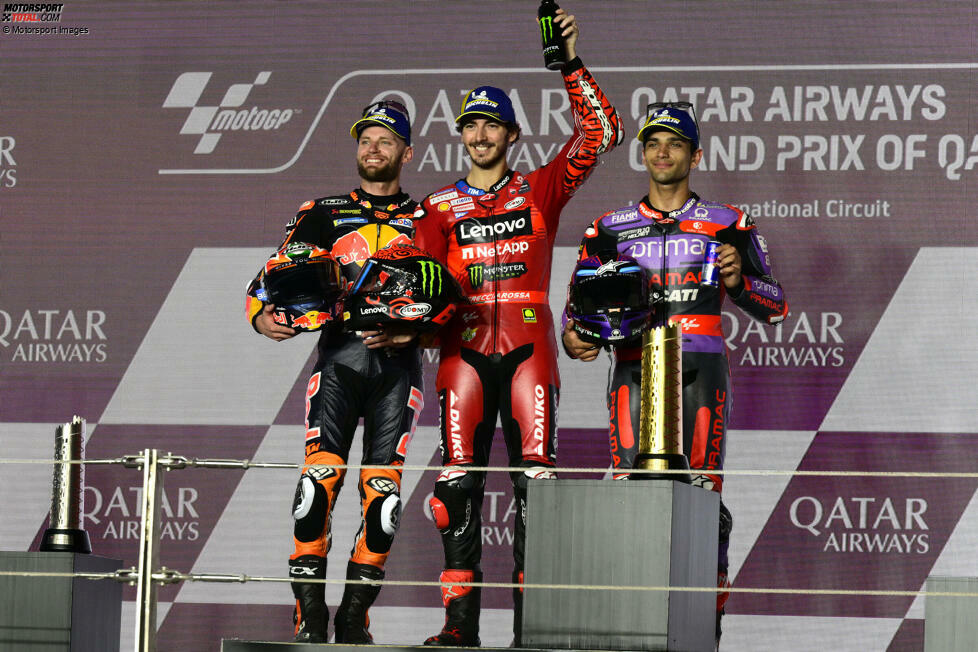 2024: 1. Francesco Bagnaia (Ducati), 2. Brad Binder (KTM), 3. Jorge Martin (Pramac-Ducati)