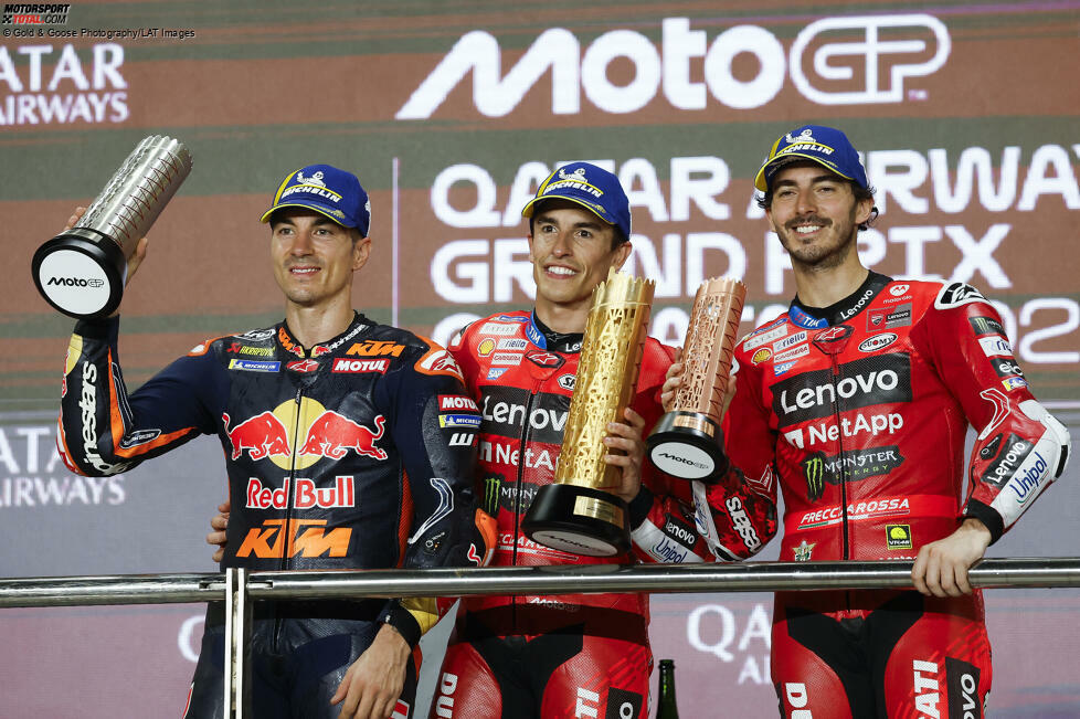 2025: 1. Francesco Bagnaia (Ducati), 2. Maverick Vinaled (Tech3-KTM), 3. Francesco Bagnaia (Ducati)