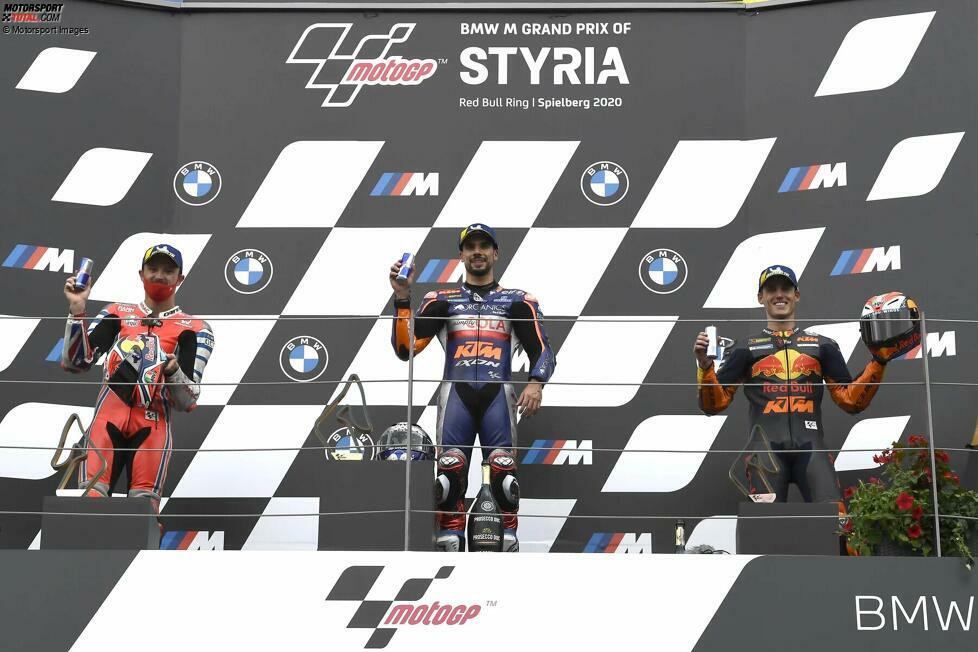 2020 (Spielberg 2): 1. Miguel Oliveira (Tech3-KTM), 2. Jack Miller (Pramac-Ducati), 3. Pol Espargaro (KTM)