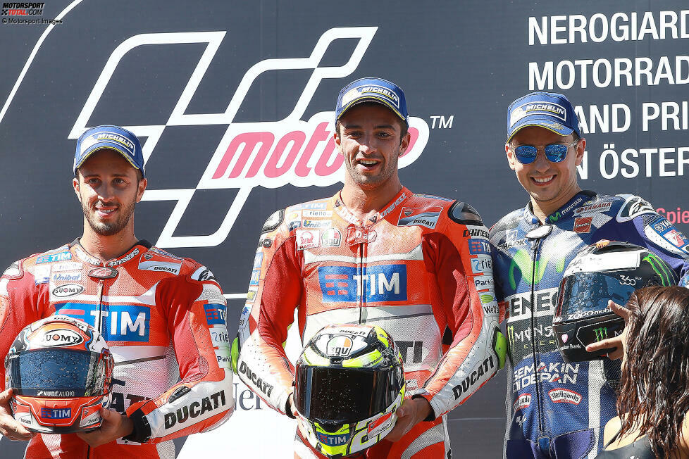 2016: 1. Andrea Iannone (Ducati), 2. Andrea Dovizioso (Ducati), 3. Jorge Lorenzo (Yamaha)