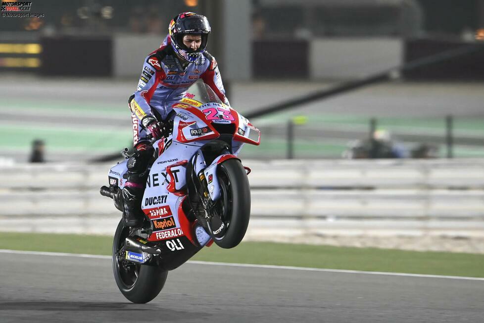 6: Nach ersten guten Leistungen im Jahr 2021, seinem Debüt in der MotoGP, gelang Enea Bastianini beim Saisonauftakt in Katar 2022 sein erster Sieg. Er beendete das Jahr mit insgesamt vier Siegen als WM-Dritter und stieg ins Ducati-Werksteam auf, wo er nach einigem Verletzungspech im Jahr 2024 weitere Rennen gewann.
