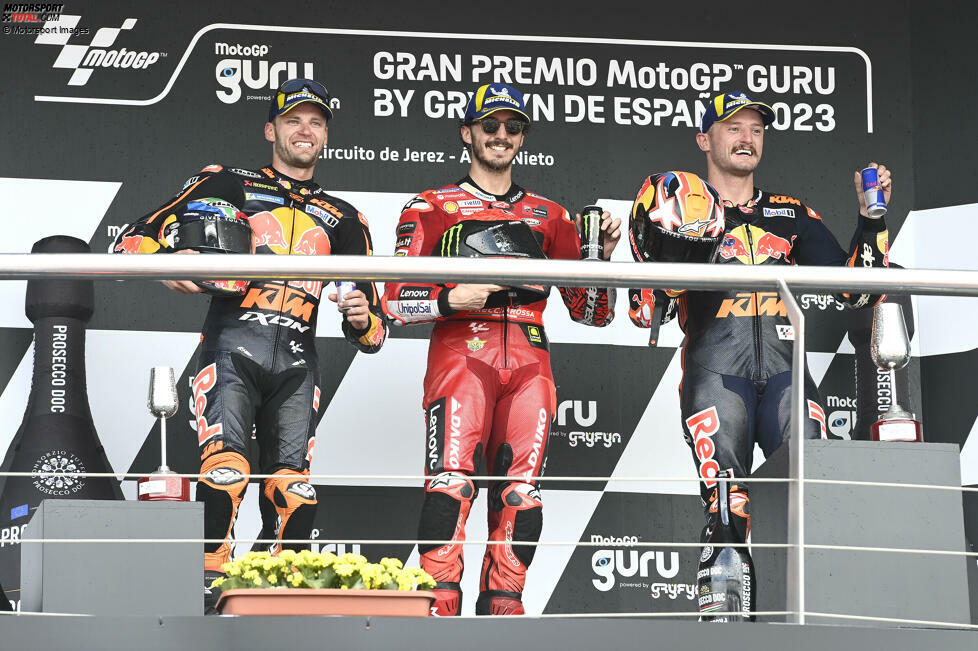 2023: 1. Francesco Bagnaia (Ducati), 2. Brad Binder (KTM), 3. Jack Miller (KTM)