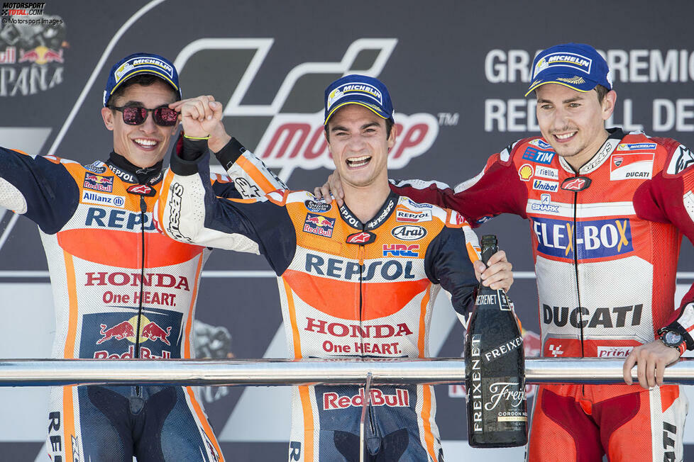 2017: 1. Dani Pedrosa (Honda), 2. Marc Marquez (Honda), 3. Jorge Lorenzo (Ducati)