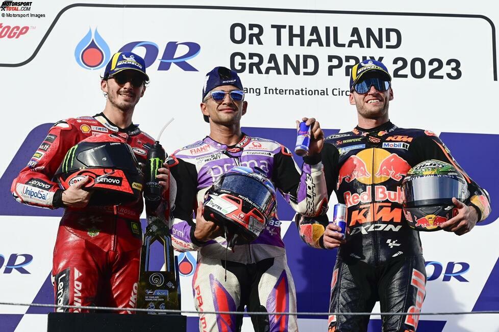 2023: 1. Jorge Martin (Pramac-Ducati), 2. Francesco Bagnaia (Ducati), 3. Brad Binder (KTM)