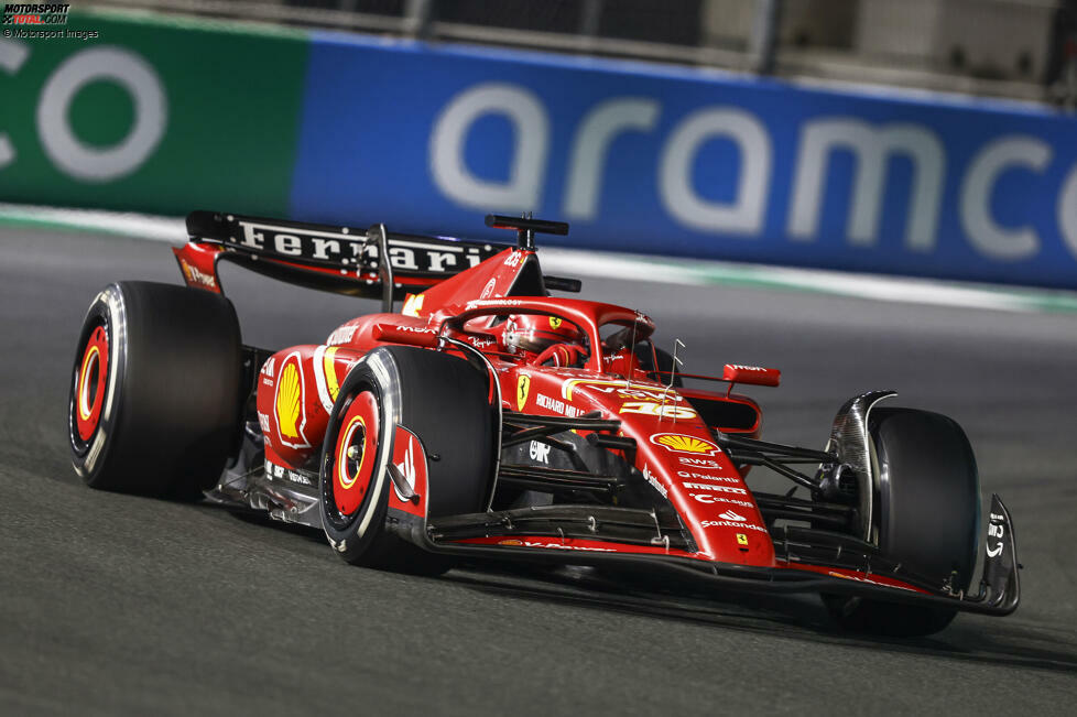 Charles Leclerc (Ferrari) absolvierte mit einem Satz C2-Reifen in Dschidda insgesamt 265,525 Kilometer (43 Runden) und damit die längste Distanz auf dieser Mischung.
