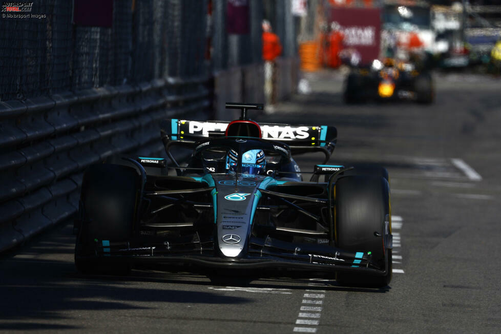 George Russell (Mercedes) legte in Monaco insgesamt 256,949 Kilometer (77 Runden) mit einem Satz C4-Reifen zurück - die höchste Distanz auf dieser Mischung.