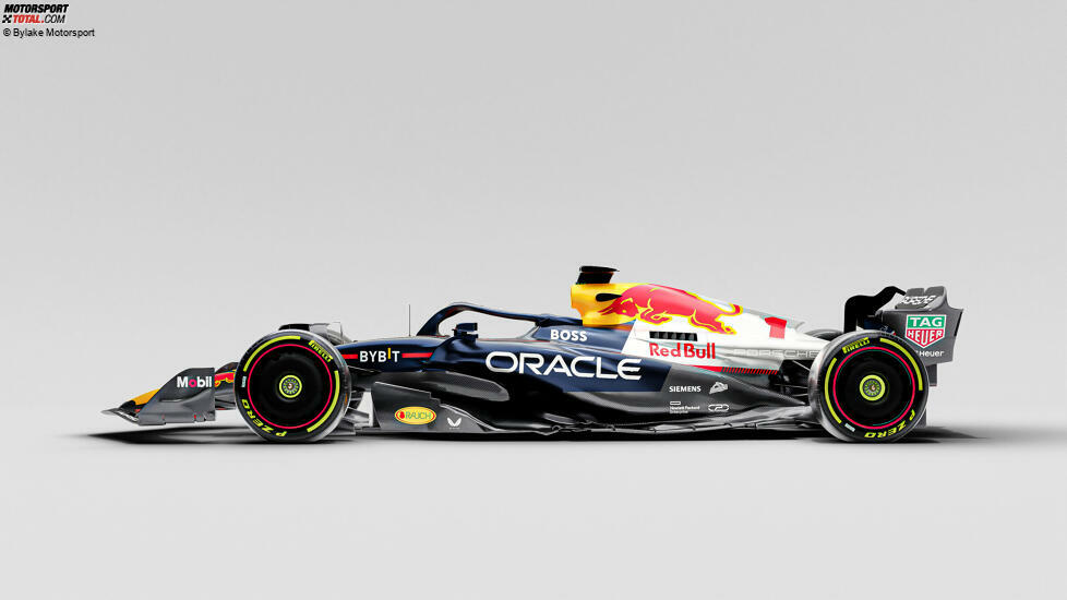 Die (fiktive) Idee, das Auto wie eine Red-Bull-Dose aussehen zu lassen, mit dem Red-Bull-Blau vorn und einem Porsche-Silbergrau hinten, hatte 3D-Designer Chris Paul Smith, der die Designs für das Buch 