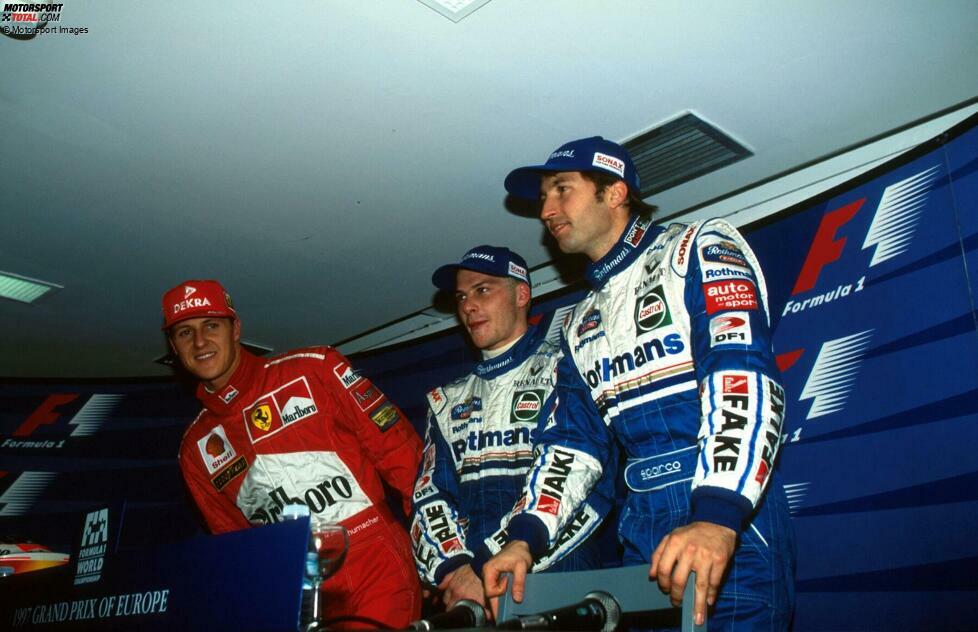 Das engste Qualifying - Die Qualifikation beim Saisonfinale 1997 in Jerez schrieb Geschichte, weil mit Polesitter Jacques Villeneuve, Michael Schumacher und Heinz-Harald Frentzen gleich drei Fahrer die exakt gleiche Zeit fuhren. Vermutlich ein Rekord für die Ewigkeit, denn vier genau zeitgleiche Fahrer wird es wohl niemals geben.
