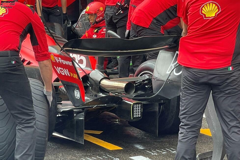 Beim Großen Preis von Ungarn erprobte Ferrari am SF-23 ein einzelnes unteres Element am Beam-Flügel.