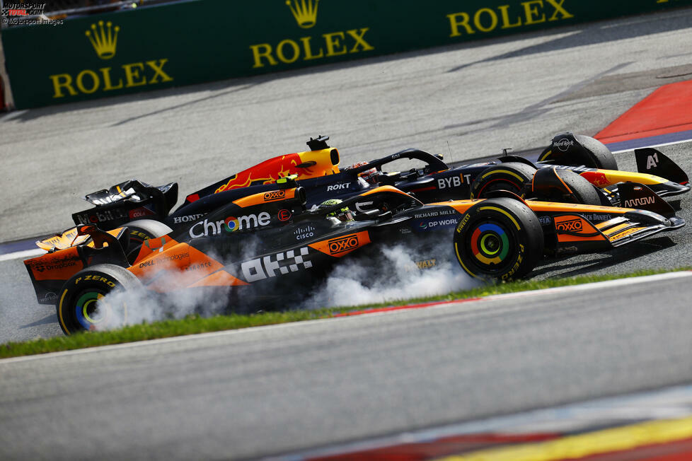 ... bremst sich in Kurve 3 schließlich innen an Verstappen vorbei, ...