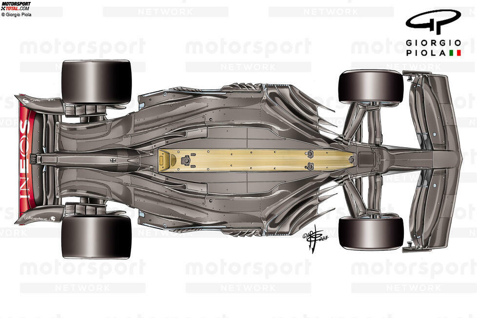 Ein Abflug von Lewis Hamilton beim Großen Preis von Monaco führte dazu, dass der W14 von der Rennstrecke gehoben wurde und uns einen seltenen Blick auf den Unterboden gewährte, der voller komplexer Geometrien ist.
