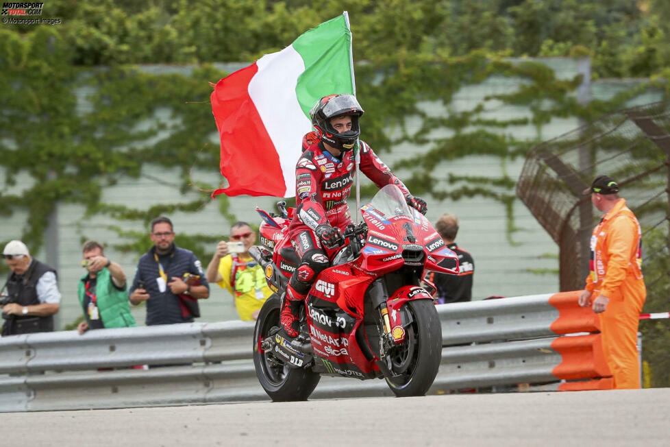 Deutschland: 1. Francesco Bagnaia (222). 2. Jorge Martin (212), 3. Marc Marquez (166), 4. Enea Bastianini (155), 5. Maverick Vinales (125)