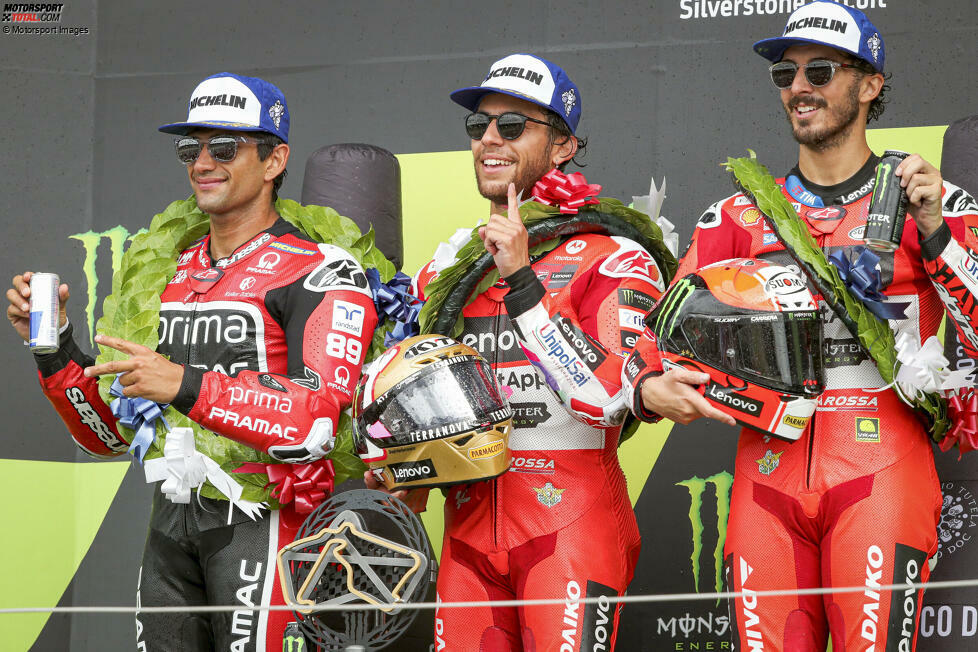 Großbritannien: 1. Jorge Martin (241), 2. Francesco Bagnaia (238), 3. Enea Bastianini (192), 4. Marc Marquez (179), 5. Maverick Vinales (130)