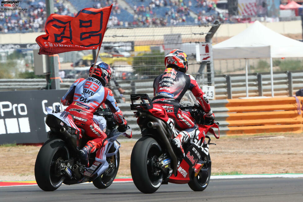 Aragonien: 1. Jorge Martin (299), 2. Francesco Bagnaia (276), 3. Marc Marquez (229), 4. Enea Bastianini (228), 5. Pedro Acosta (148)