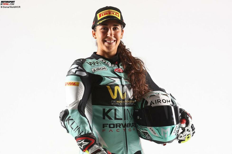 #6 Maria Herrera: Die spanische Rennfahrerin kann auf langjährige Erfahrung zurückblicken. Im Jahr 2013 war sie die erste Frau, die ein Rennen in der FIM CEV Repsol Series gewann. Wie in der letzten Saison fährt Herrera in der MotoE. In der FIM Women's Championship wird sie für das Klint Forward Factory Team antreten.