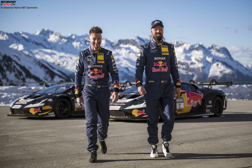 Eines ist jedenfalls schon jetzt klar: Mirko Bortolotti und Nicki Thiim meinen es ernst, auch wenn sie sich ein Grinsen nicht verkneifen können, nachdem die Abt-Lamborghinis heil am Heliport abgeliefert wurden.