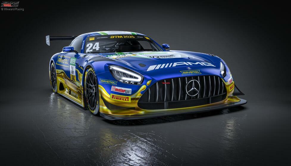 Im Vorjahr war Maro Engel noch in einer ikonischen Mercedes-AMG-Beklebung mit Silbergrau als Grundton unterwegs, dieses Jahr wechselt der Routinier auf ein blau-gelbes Design.