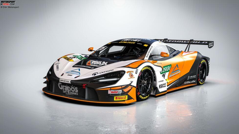 Der Sohn von Teambesitzer Rainer Dörr, der mit der Dörr Group den größten McLaren-Händler Europas leitet, geht erneut mit einem Design in Papaya-Orange in seine zweite DTM-Saison. Allerdings ...