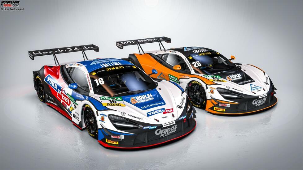 Verwechslungsgefahr herrscht bei seinem Fahrzeug und beim 720S GT3 Evo von Teamkollege Ben Dörr nicht, der weiterhin auf die Startnummer 25 setzt.