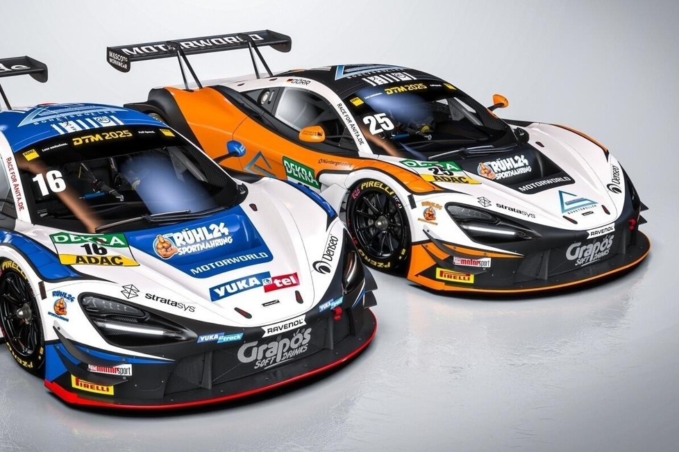 Kurz vor dem offiziellen Test zeigt auch das McLaren-Team Dörr beide DTM-Designs für 2025: Im Gegensatz zu 2024 fahren nicht mehr beide Autos in Papaya-Orange