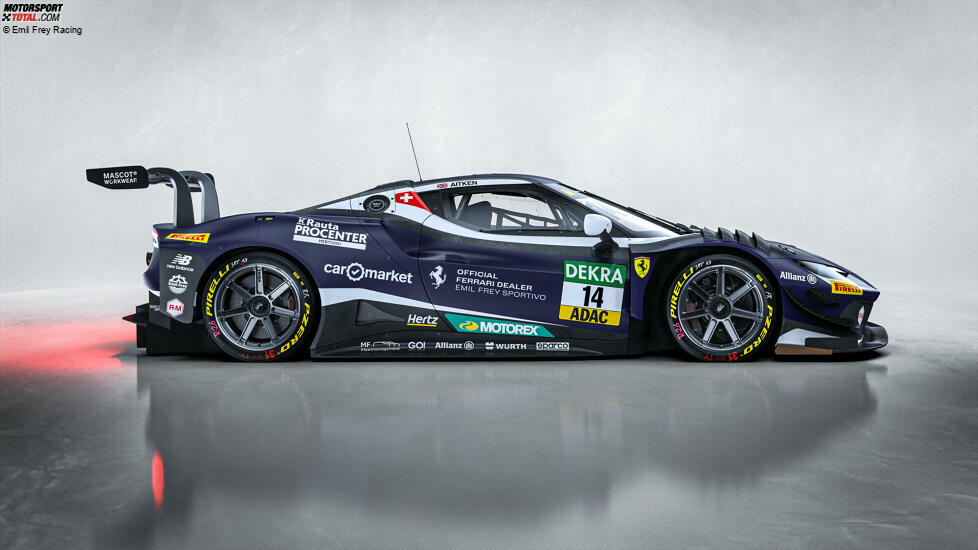 Am Ferrari 296 GT3 von Jack Aitken hat sich im Vergleich zum Vorjahr nur wenig geändert. Die Farben sind gleich geblieben, nur ein paar Sponsoren wurden verändert.