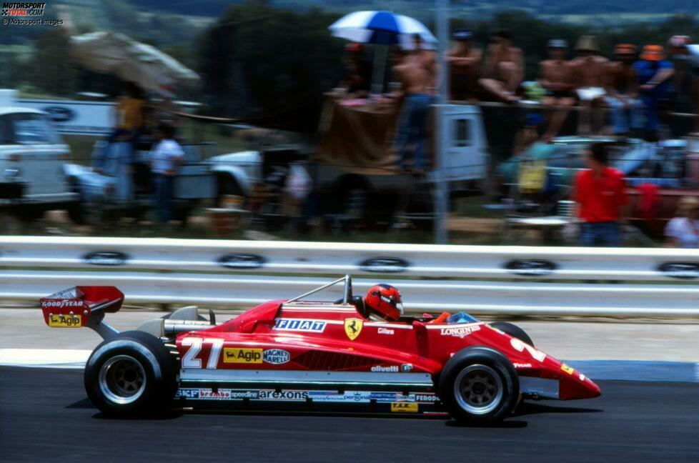 ... die Formel-1-Saison 1982 beginnt für Villeneuve mit zwei Ausfällen im Ferrari 126C2: Sowohl in Kyalami als auch in Rio de Janeiro kommt er nicht über die Distanz: Im zweiten Rennen kreiselt er in Führung liegend von der Bahn und fällt aus.