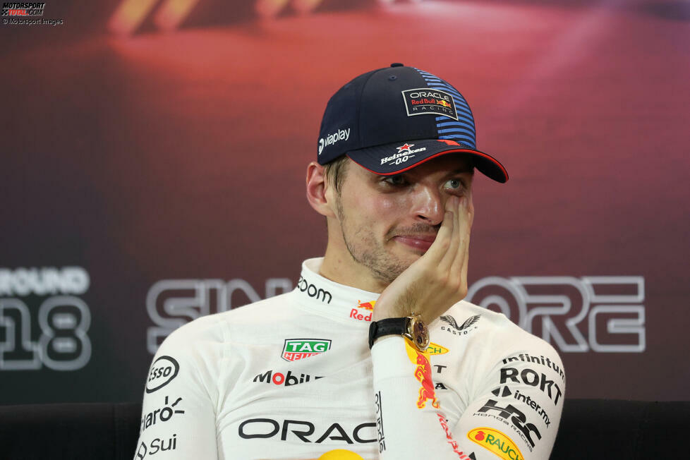 Singapur 2024: Max Verstappen verwendet in der FIA-Pressekonferenz das F-Wort und wird mit gemeinnütziger Arbeit bestraft. Anschließend boykottiert er sämtliche FIA-PK-Fragen und antwortet überaus spärlich: 