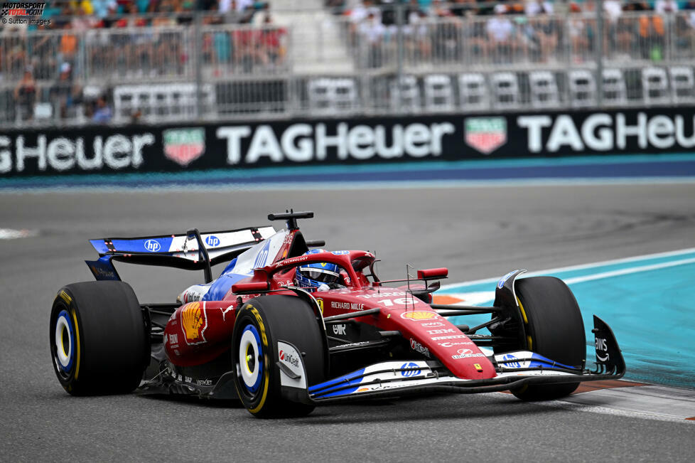 Charles Leclerc (Redaktion: 3) - Der Unfall vor dem Sprint war natürlich unglücklich und das gibt Abzug. Aber: Leclerc war in Miami der schnellere Ferrari-Fahrer, wirkte nur gehemmt durch die schwache Ferrari-Form. Sehen wir etwas positiver als Marc Surer.