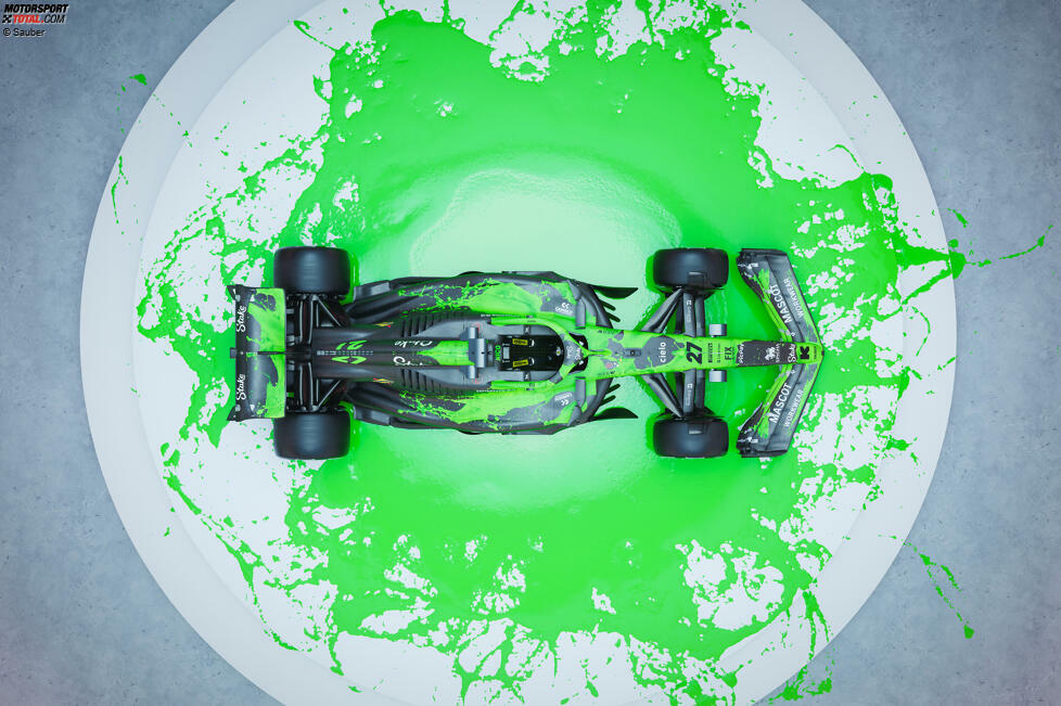 Miami: Die Sonderlackierung von Sauber für den ersten USA-Grand-Prix des Jahres vereint leuchtendes Neongrün mit moderner Kunst.